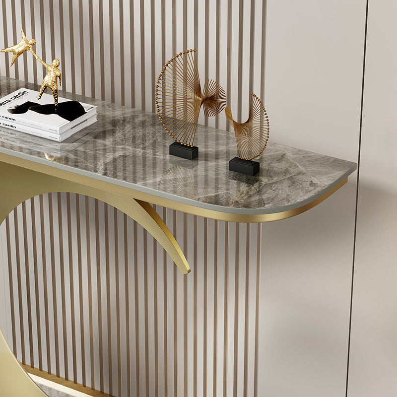 31.5-inch Tall Stone Console Table Stain Resistant Accent Table with Shelf Clearhalo 'Console Tables' 'console_tables' 'Entry & Mudroom Furniture' 'furn' 'furn_console_tables' 'Furniture' 6229061