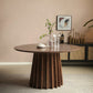 Grenen massief houten sokkeltafel Bruine ronde eetkamer keukentafel