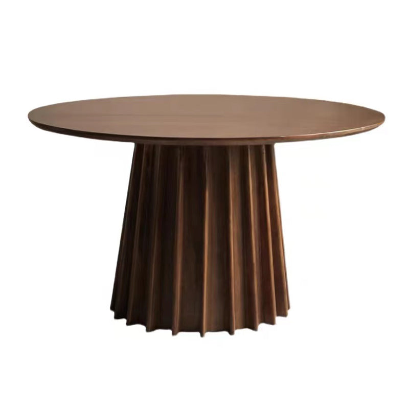 Grenen massief houten sokkeltafel Bruine ronde eetkamer keukentafel