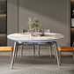 Extendable Sintered Stone Dining Table Round Table with 4 Legs for Home
