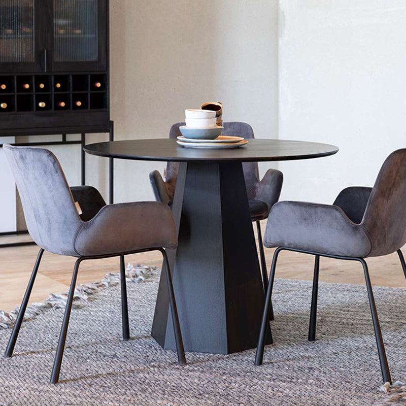Modern Round Table Pine Solid Wood Pedestal Dining Table in Black Without Chairs Clearhalo 'Dining Tables & Seating' 'Dining Tables' 'dining_table' 'furn' 'furn_dining_table' 'Furniture' 'Kitchen & Dining Furniture' 6229362