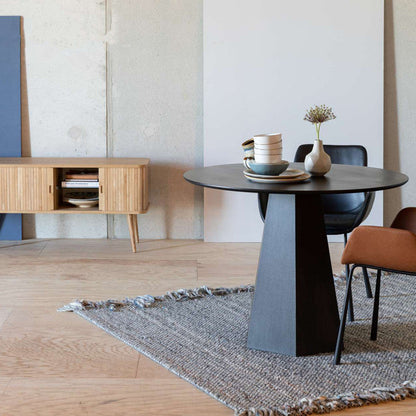 Modern Round Table Pine Solid Wood Pedestal Dining Table in Black 31.5"L x 31.5"W x 29.5"H Without Chairs Clearhalo 'Dining Tables & Seating' 'Dining Tables' 'dining_table' 'furn' 'furn_dining_table' 'Furniture' 'Kitchen & Dining Furniture' 6229364