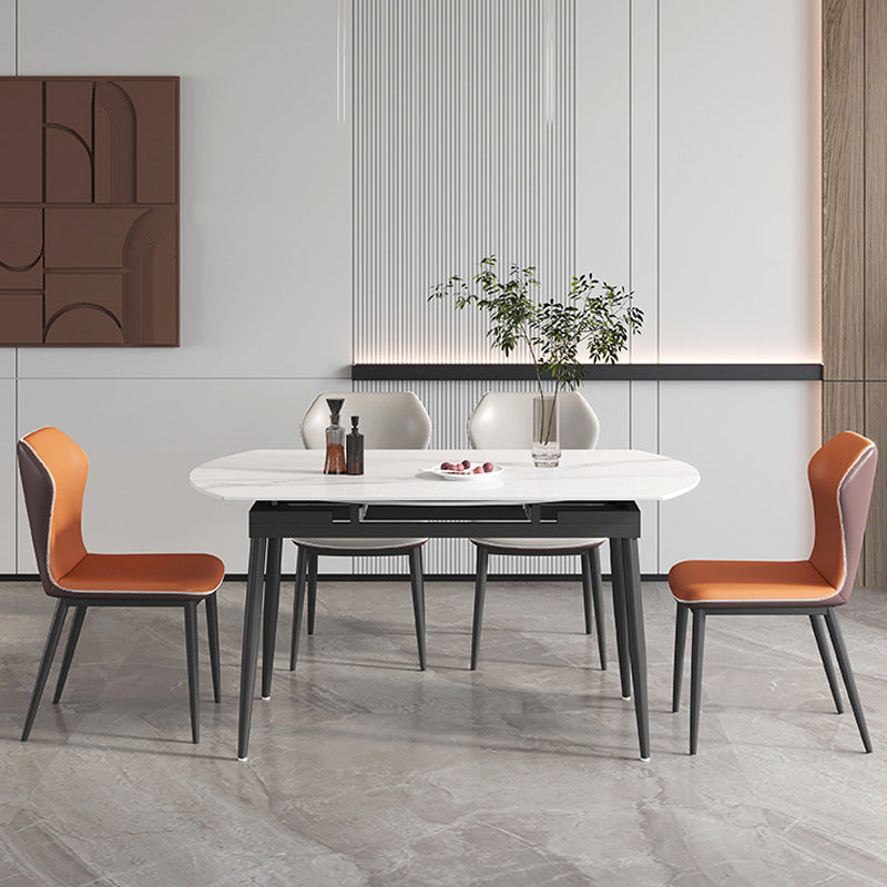 Round Dining Table Extendable Modern Dining Table for Dinner Room 47.2"L x 29.5"W x 29.5"H Without Chairs Clearhalo 'Dining Tables & Seating' 'Dining Tables' 'dining_table' 'furn' 'furn_dining_table' 'Furniture' 'Kitchen & Dining Furniture' 6229402