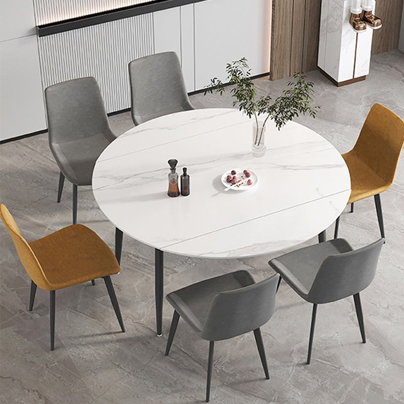 Round Dining Table Extendable Modern Dining Table for Dinner Room 53.1"L x 33.5"W x 29.5"H Without Chairs Clearhalo 'Dining Tables & Seating' 'Dining Tables' 'dining_table' 'furn' 'furn_dining_table' 'Furniture' 'Kitchen & Dining Furniture' 6229405