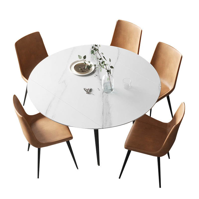 Round Dining Table Extendable Modern Dining Table for Dinner Room Clearhalo 'Dining Tables & Seating' 'Dining Tables' 'dining_table' 'furn' 'furn_dining_table' 'Furniture' 'Kitchen & Dining Furniture' 6229406