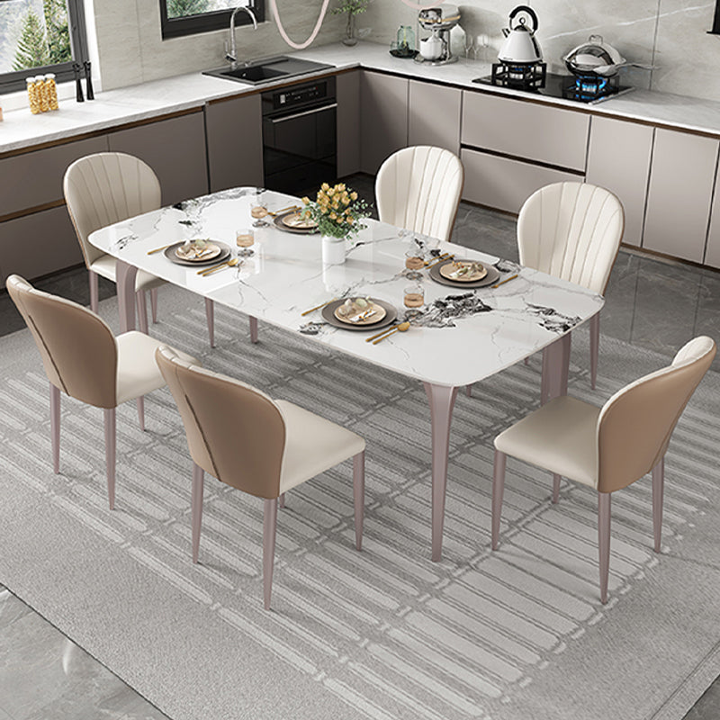 Modern Rectangular Table Sintered Stone Dining Table with 4 Legs for Home 63"L x 35.4"W x 29.5"H Without Chairs Clearhalo 'Dining Tables & Seating' 'Dining Tables' 'dining_table' 'furn' 'furn_dining_table' 'Furniture' 'Kitchen & Dining Furniture' 6229414