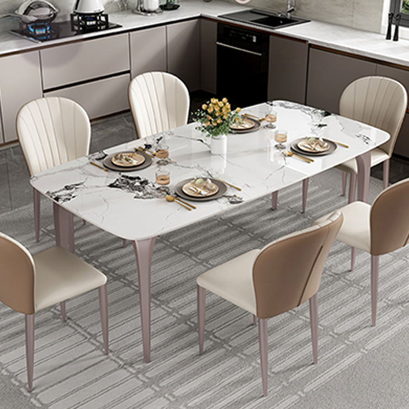 Modern Rectangular Table Sintered Stone Dining Table with 4 Legs for Home Clearhalo 'Dining Tables & Seating' 'Dining Tables' 'dining_table' 'furn' 'furn_dining_table' 'Furniture' 'Kitchen & Dining Furniture' 6229415