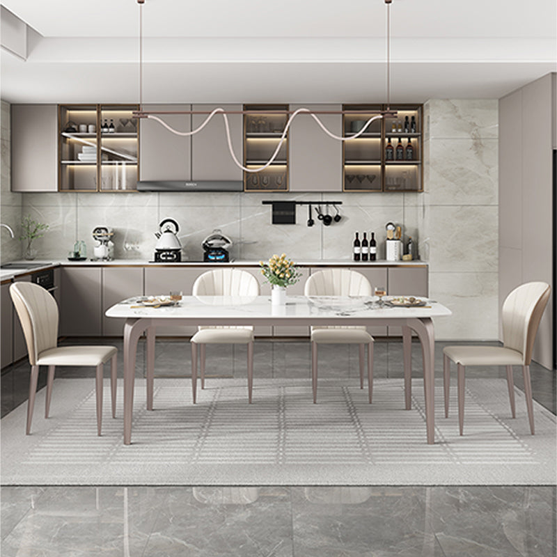 Modern Rectangular Table Sintered Stone Dining Table with 4 Legs for Home 55.1"L x 31.5"W x 29.5"H Without Chairs Clearhalo 'Dining Tables & Seating' 'Dining Tables' 'dining_table' 'furn' 'furn_dining_table' 'Furniture' 'Kitchen & Dining Furniture' 6229416