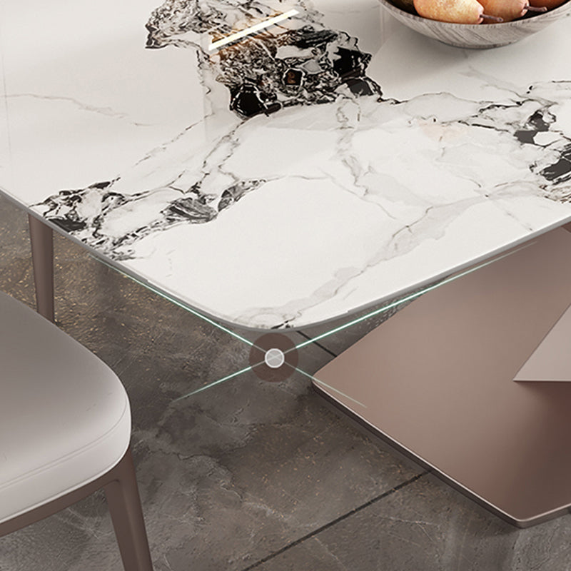 Modern Rectangular Table Sintered Stone Dining Table with 4 Legs for Home Clearhalo 'Dining Tables & Seating' 'Dining Tables' 'dining_table' 'furn' 'furn_dining_table' 'Furniture' 'Kitchen & Dining Furniture' 6229419