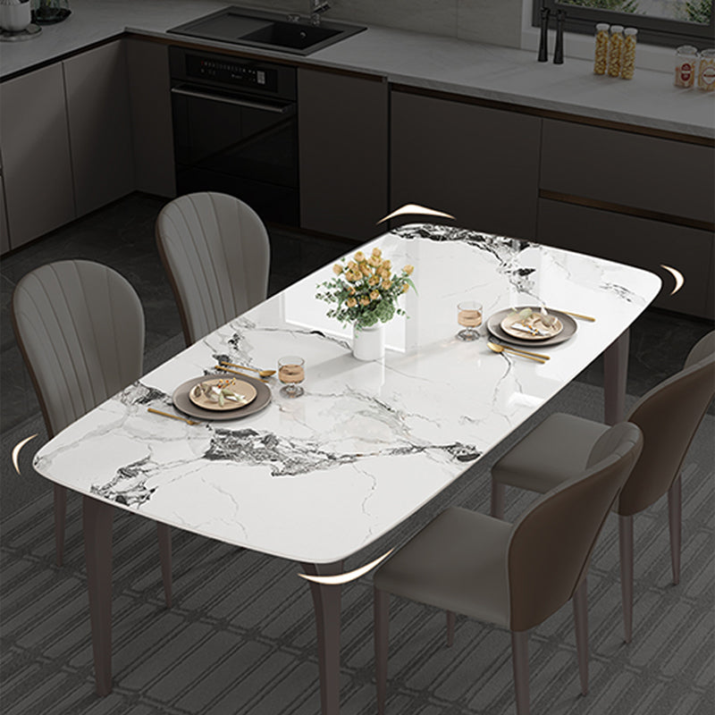 Modern Rectangular Table Sintered Stone Dining Table with 4 Legs for Home Clearhalo 'Dining Tables & Seating' 'Dining Tables' 'dining_table' 'furn' 'furn_dining_table' 'Furniture' 'Kitchen & Dining Furniture' 6229420