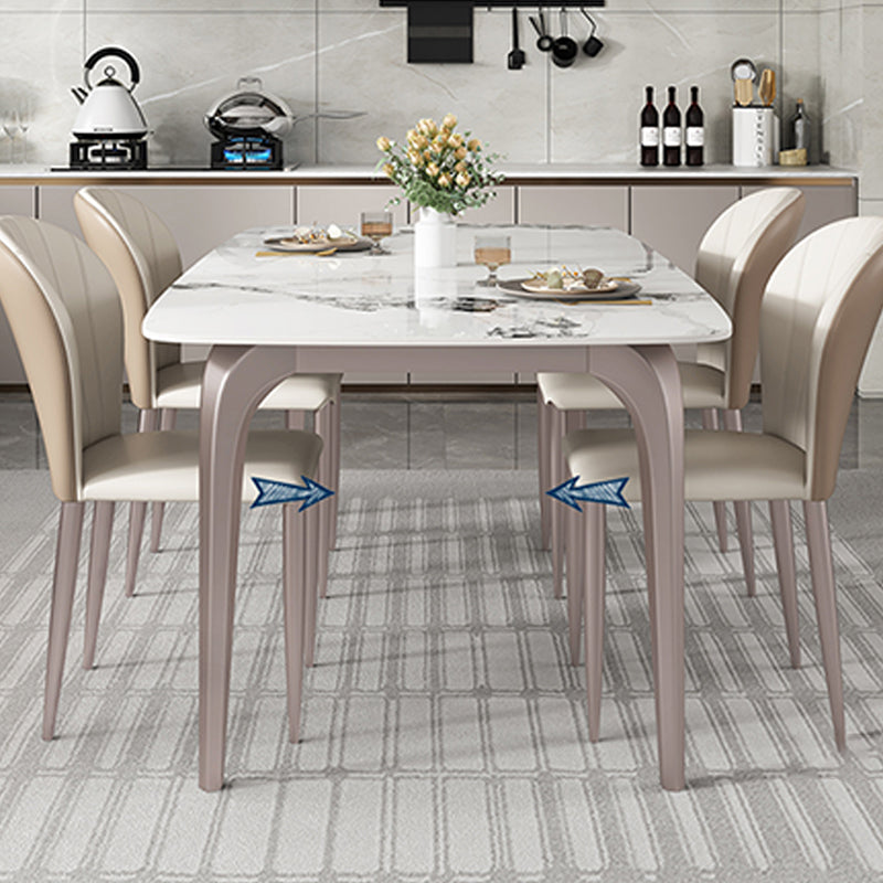 Modern Rectangular Table Sintered Stone Dining Table with 4 Legs for Home Clearhalo 'Dining Tables & Seating' 'Dining Tables' 'dining_table' 'furn' 'furn_dining_table' 'Furniture' 'Kitchen & Dining Furniture' 6229421