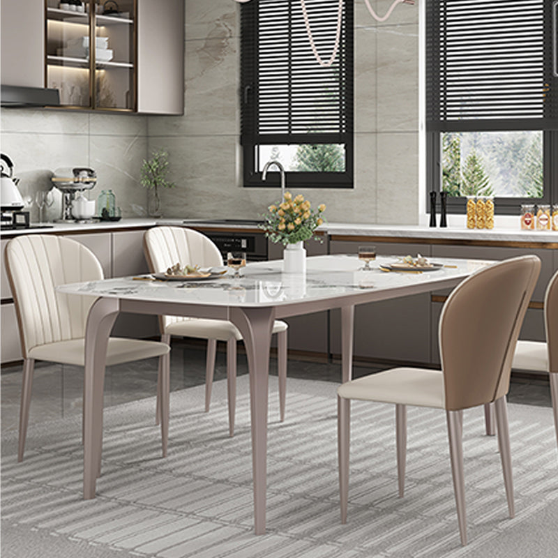 Modern Rectangular Table Sintered Stone Dining Table with 4 Legs for Home Clearhalo 'Dining Tables & Seating' 'Dining Tables' 'dining_table' 'furn' 'furn_dining_table' 'Furniture' 'Kitchen & Dining Furniture' 6229423