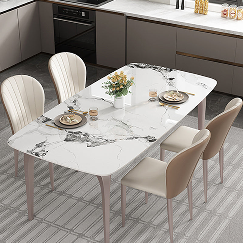 Modern Rectangular Table Sintered Stone Dining Table with 4 Legs for Home Clearhalo 'Dining Tables & Seating' 'Dining Tables' 'dining_table' 'furn' 'furn_dining_table' 'Furniture' 'Kitchen & Dining Furniture' 6229424
