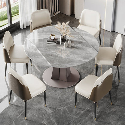 Modern Stainless Steel Base Pedestal Dining Table Extendable Dinner Table for Home 47.2"L x 31.5"W x 29.5"H Without Chairs Clearhalo 'Dining Tables & Seating' 'Dining Tables' 'dining_table' 'furn' 'furn_dining_table' 'Furniture' 'Kitchen & Dining Furniture' 6229484