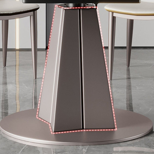 Modern Stainless Steel Base Pedestal Dining Table Extendable Dinner Table for Home Clearhalo 'Dining Tables & Seating' 'Dining Tables' 'dining_table' 'furn' 'furn_dining_table' 'Furniture' 'Kitchen & Dining Furniture' 6229490