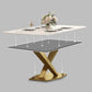 Traditional Luxury Pedestal Table Stainless Steel Base Rectangle Dinner Table for Home Clearhalo 'Dining Tables & Seating' 'Dining Tables' 'dining_table' 'furn' 'furn_dining_table' 'Furniture' 'Kitchen & Dining Furniture' 6229502