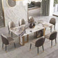 Traditional Luxury Double Pedestal Table Stainless Steel Base Rectangle Dinner Table Clearhalo 'Dining Tables & Seating' 'Dining Tables' 'dining_table' 'furn' 'furn_dining_table' 'Furniture' 'Kitchen & Dining Furniture' 6229515