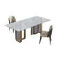 Traditional Luxury Double Pedestal Table Stainless Steel Base Rectangle Dinner Table Grey Without Chairs Clearhalo 'Dining Tables & Seating' 'Dining Tables' 'dining_table' 'furn' 'furn_dining_table' 'Furniture' 'Kitchen & Dining Furniture' 6229518