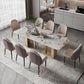 Traditional Luxury Double Pedestal Table Stainless Steel Base Rectangle Dinner Table Clearhalo 'Dining Tables & Seating' 'Dining Tables' 'dining_table' 'furn' 'furn_dining_table' 'Furniture' 'Kitchen & Dining Furniture' 6229519