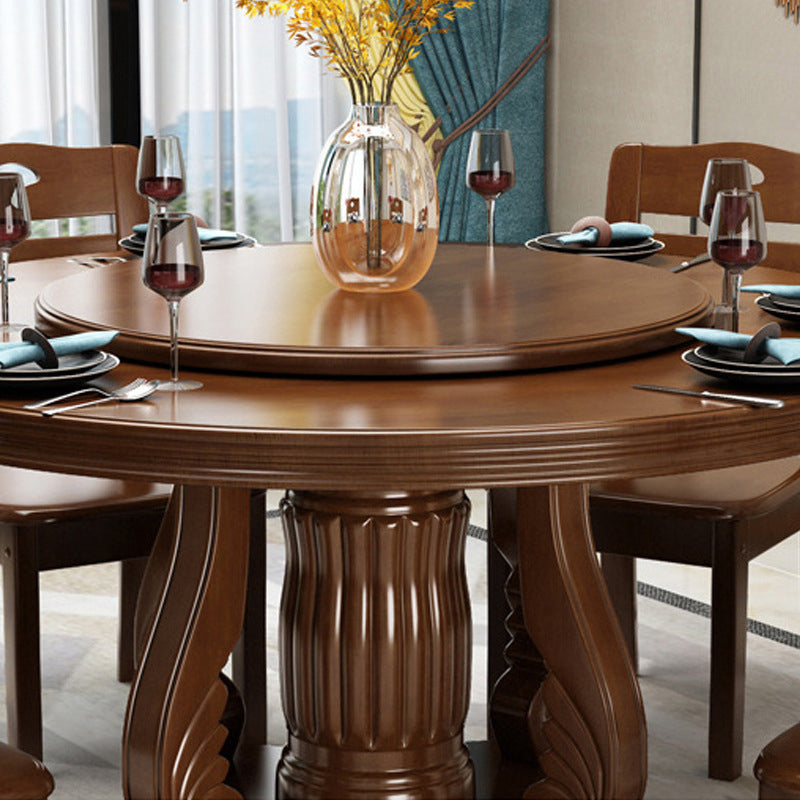 Contemporary Turntable Pedestal Dining Table Wood Dinner Table for Home Clearhalo 'Dining Tables & Seating' 'Dining Tables' 'dining_table' 'furn' 'furn_dining_table' 'Furniture' 'Kitchen & Dining Furniture' 6229538