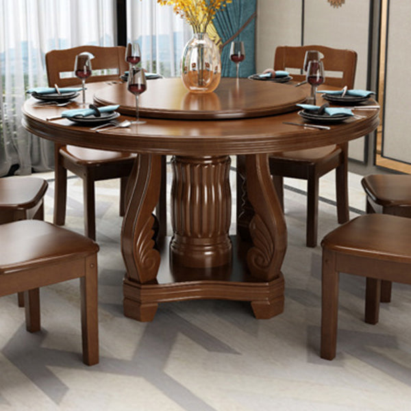 Contemporary Turntable Pedestal Dining Table Wood Dinner Table for Home Clearhalo 'Dining Tables & Seating' 'Dining Tables' 'dining_table' 'furn' 'furn_dining_table' 'Furniture' 'Kitchen & Dining Furniture' 6229543