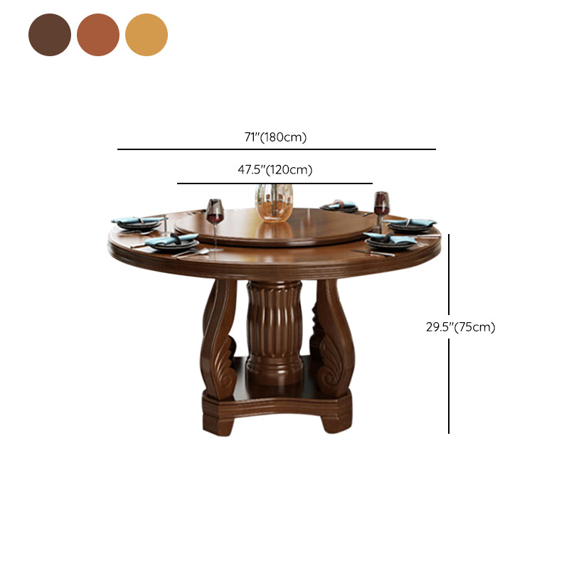 Contemporary Turntable Pedestal Dining Table Wood Dinner Table for Home Clearhalo 'Dining Tables & Seating' 'Dining Tables' 'dining_table' 'furn' 'furn_dining_table' 'Furniture' 'Kitchen & Dining Furniture' 6229547