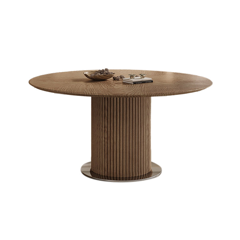 Contemporary Pedestal Dining Table Wood Dinner Table for Home Nut-Brown 53.1"L x 53.1"W x 29.5"H Fixed Table Clearhalo 'Dining Tables & Seating' 'Dining Tables' 'dining_table' 'furn' 'furn_dining_table' 'Furniture' 'Kitchen & Dining Furniture' 6229550