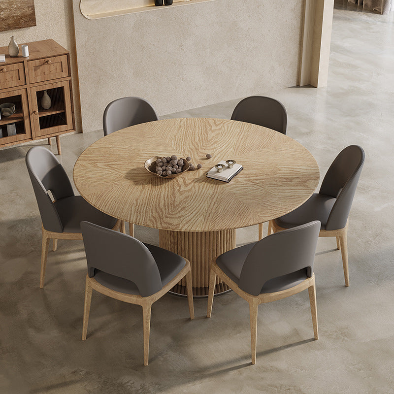 Contemporary Pedestal Dining Table Wood Dinner Table for Home Natural Fixed Table Clearhalo 'Dining Tables & Seating' 'Dining Tables' 'dining_table' 'furn' 'furn_dining_table' 'Furniture' 'Kitchen & Dining Furniture' 6229553