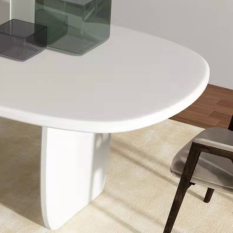 Modern Double Pedestal Table White Oval Dining Table for Home Kitchen Clearhalo 'Dining Tables & Seating' 'Dining Tables' 'dining_table' 'furn' 'furn_dining_table' 'Furniture' 'Kitchen & Dining Furniture' 6229567