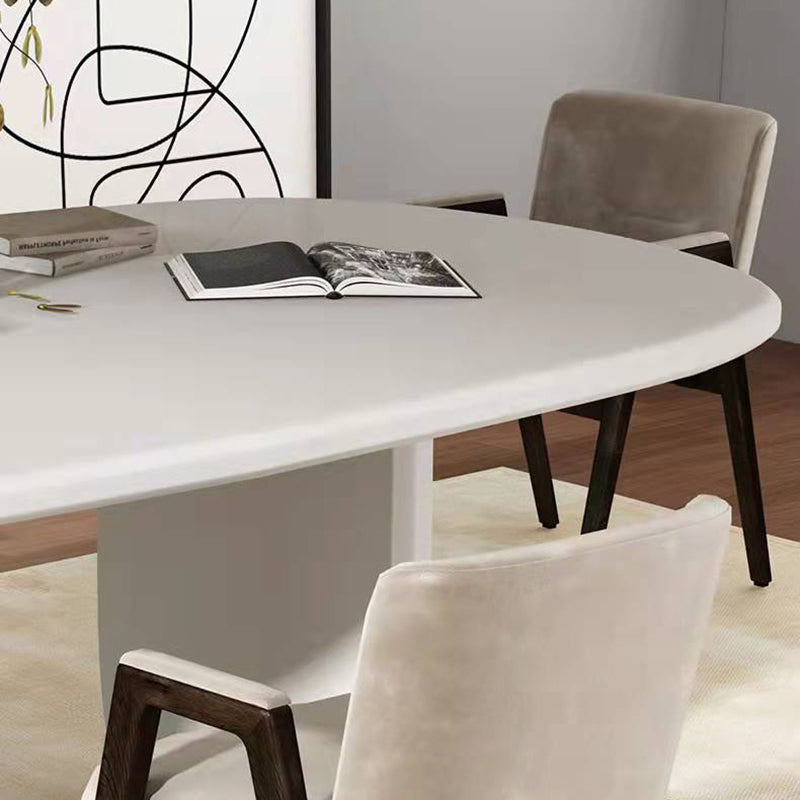 Modern Double Pedestal Table White Oval Dining Table for Home Kitchen Clearhalo 'Dining Tables & Seating' 'Dining Tables' 'dining_table' 'furn' 'furn_dining_table' 'Furniture' 'Kitchen & Dining Furniture' 6229568