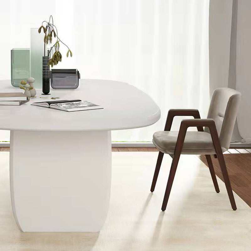 Modern Double Pedestal Table White Oval Dining Table for Home Kitchen Clearhalo 'Dining Tables & Seating' 'Dining Tables' 'dining_table' 'furn' 'furn_dining_table' 'Furniture' 'Kitchen & Dining Furniture' 6229569