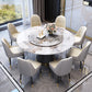 Modern Turntable Dinner Table Stainless Steel Base Stone Dining Table for Home Pandora & Gold Without Chairs Clearhalo 'Dining Tables & Seating' 'Dining Tables' 'dining_table' 'furn' 'furn_dining_table' 'Furniture' 'Kitchen & Dining Furniture' 6229580
