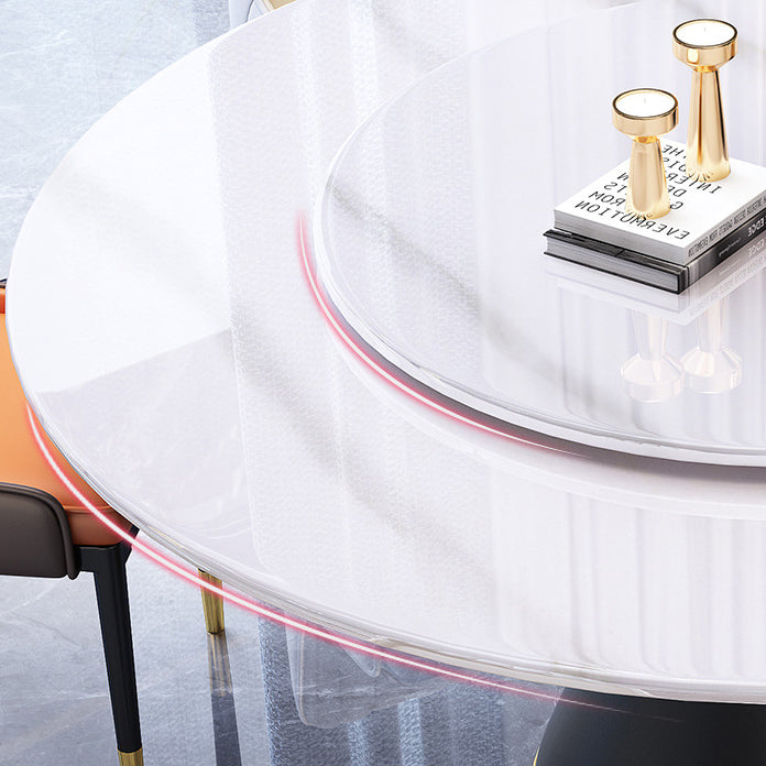 Modern Turntable Dinner Table Stainless Steel Base Stone Dining Table for Home Clearhalo 'Dining Tables & Seating' 'Dining Tables' 'dining_table' 'furn' 'furn_dining_table' 'Furniture' 'Kitchen & Dining Furniture' 6229584