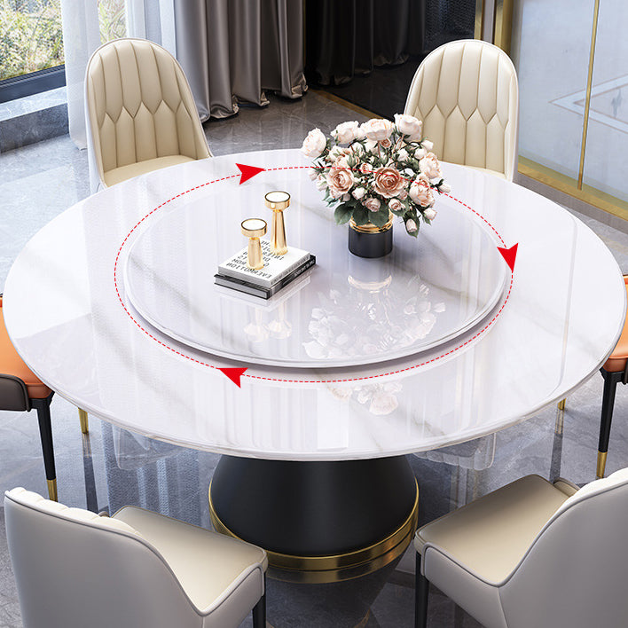 Modern Turntable Dinner Table Stainless Steel Base Stone Dining Table for Home Clearhalo 'Dining Tables & Seating' 'Dining Tables' 'dining_table' 'furn' 'furn_dining_table' 'Furniture' 'Kitchen & Dining Furniture' 6229585