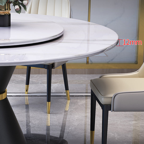 Modern Turntable Dinner Table Stainless Steel Base Stone Dining Table for Home Clearhalo 'Dining Tables & Seating' 'Dining Tables' 'dining_table' 'furn' 'furn_dining_table' 'Furniture' 'Kitchen & Dining Furniture' 6229586