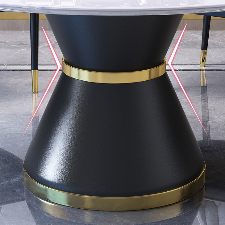 Modern Turntable Dinner Table Stainless Steel Base Stone Dining Table for Home Clearhalo 'Dining Tables & Seating' 'Dining Tables' 'dining_table' 'furn' 'furn_dining_table' 'Furniture' 'Kitchen & Dining Furniture' 6229587