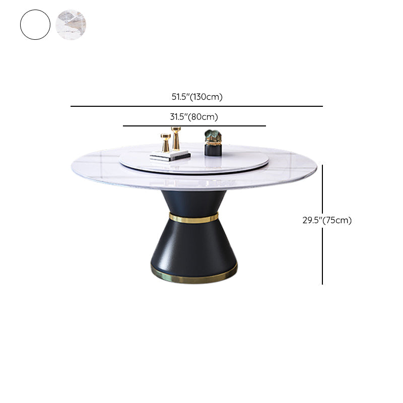 Modern Turntable Dinner Table Stainless Steel Base Stone Dining Table for Home Clearhalo 'Dining Tables & Seating' 'Dining Tables' 'dining_table' 'furn' 'furn_dining_table' 'Furniture' 'Kitchen & Dining Furniture' 6229589
