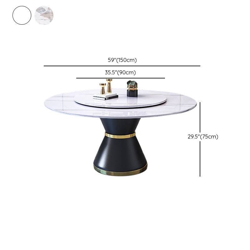 Modern Turntable Dinner Table Stainless Steel Base Stone Dining Table for Home Clearhalo 'Dining Tables & Seating' 'Dining Tables' 'dining_table' 'furn' 'furn_dining_table' 'Furniture' 'Kitchen & Dining Furniture' 6229590