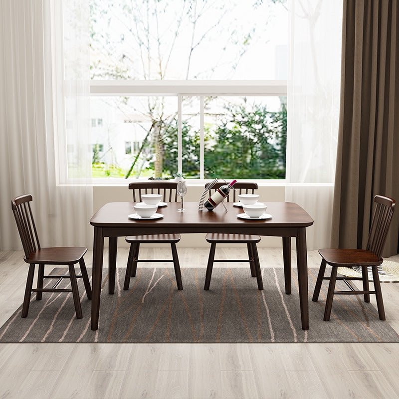 Rectangle Wood Dining Table Contemporary Dinner Table with 4 Legs Nut-Brown Without Chairs Clearhalo 'Dining Tables & Seating' 'Dining Tables' 'dining_table' 'furn' 'furn_dining_table' 'Furniture' 'Kitchen & Dining Furniture' 6229594