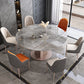 Modern Pedestal Casual Dining Table Round Dining Table with Stainless Steel Base