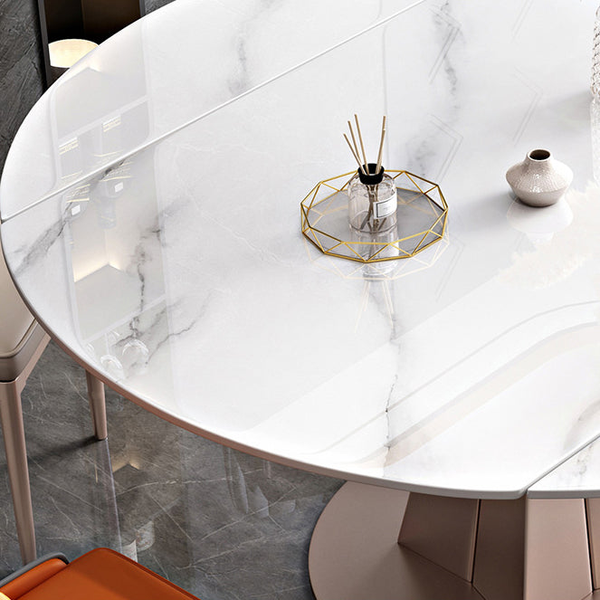 Modern Pedestal Casual Dining Table Round Dining Table with Stainless Steel Base