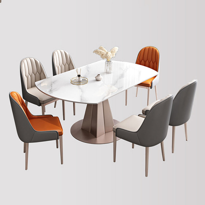 Modern Pedestal Casual Dining Table Round Dining Table with Stainless Steel Base