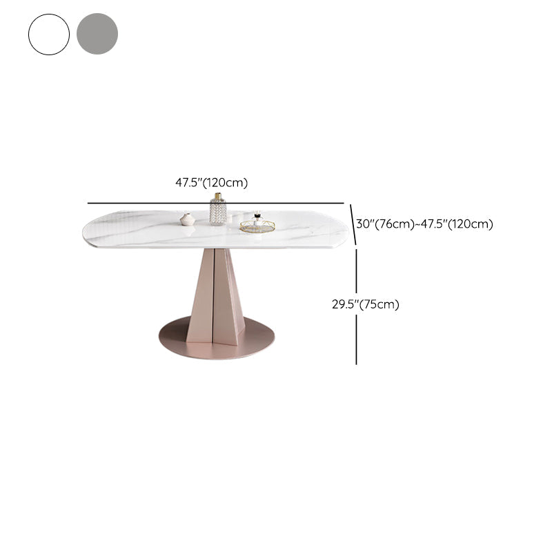 Modern Pedestal Casual Dining Table Round Dining Table with Stainless Steel Base