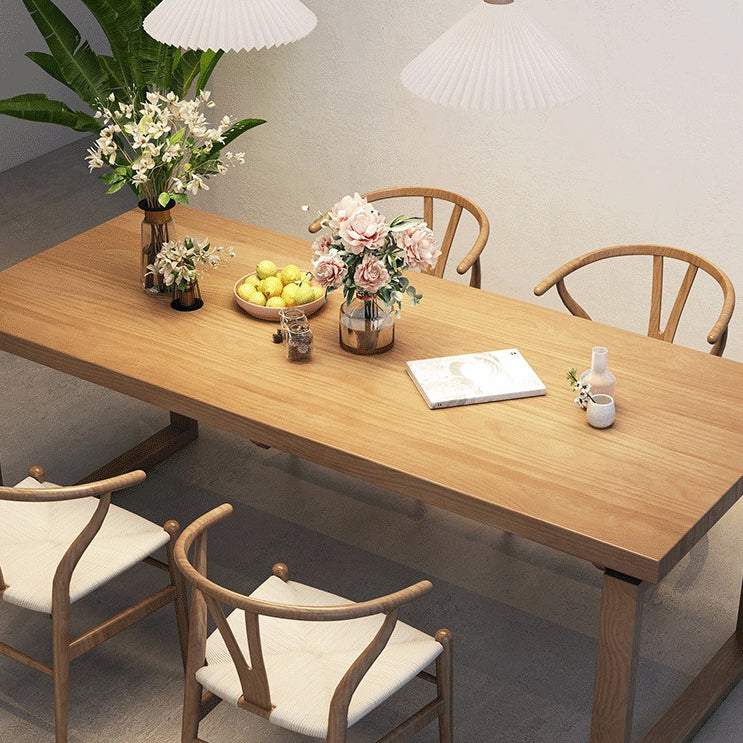 Modern Rectangle Double Pedestal Table Solid Wood Dining Table for Home Clearhalo 'Dining Tables & Seating' 'Dining Tables' 'dining_table' 'furn' 'furn_dining_table' 'Furniture' 'Kitchen & Dining Furniture' 6229621