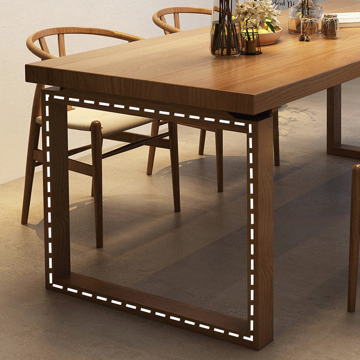 Modern Rectangle Double Pedestal Table Solid Wood Dining Table for Home Clearhalo 'Dining Tables & Seating' 'Dining Tables' 'dining_table' 'furn' 'furn_dining_table' 'Furniture' 'Kitchen & Dining Furniture' 6229626