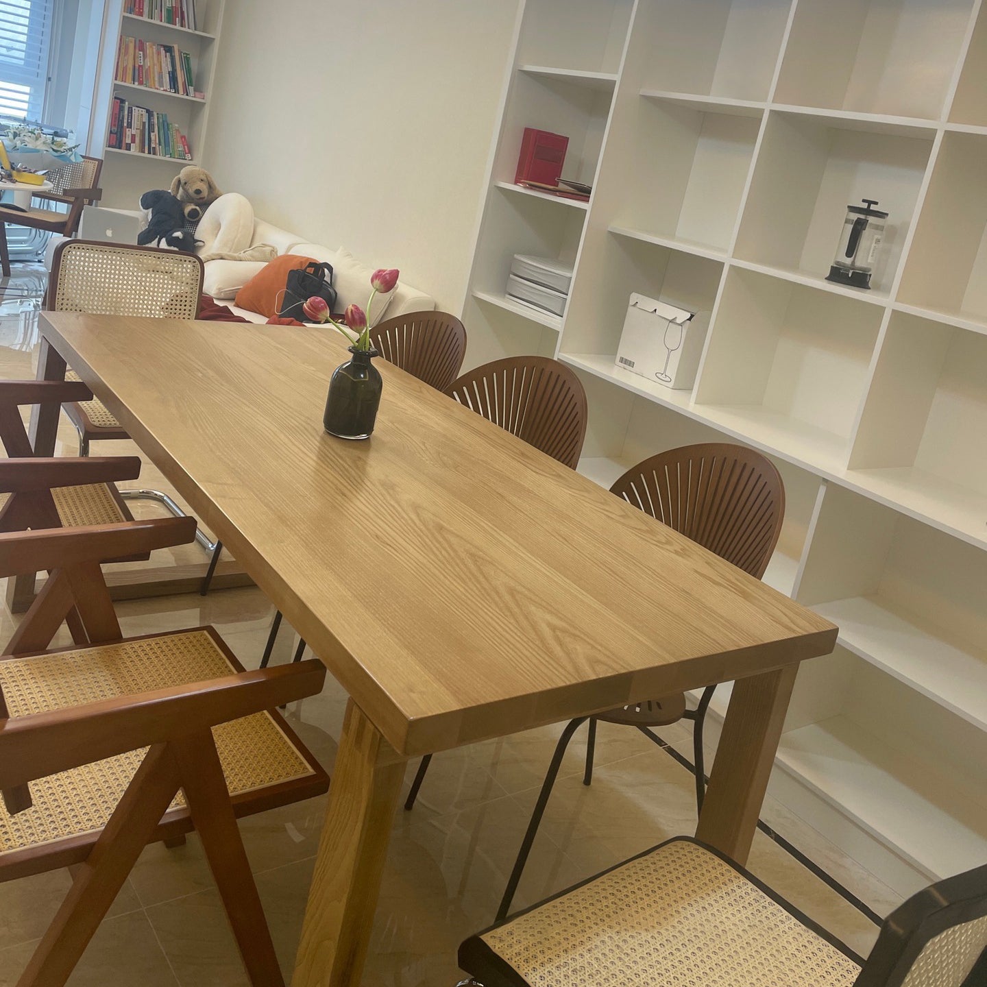 Modern Rectangle Double Pedestal Table Solid Wood Dining Table for Home Clearhalo 'Dining Tables & Seating' 'Dining Tables' 'dining_table' 'furn' 'furn_dining_table' 'Furniture' 'Kitchen & Dining Furniture' 6229628