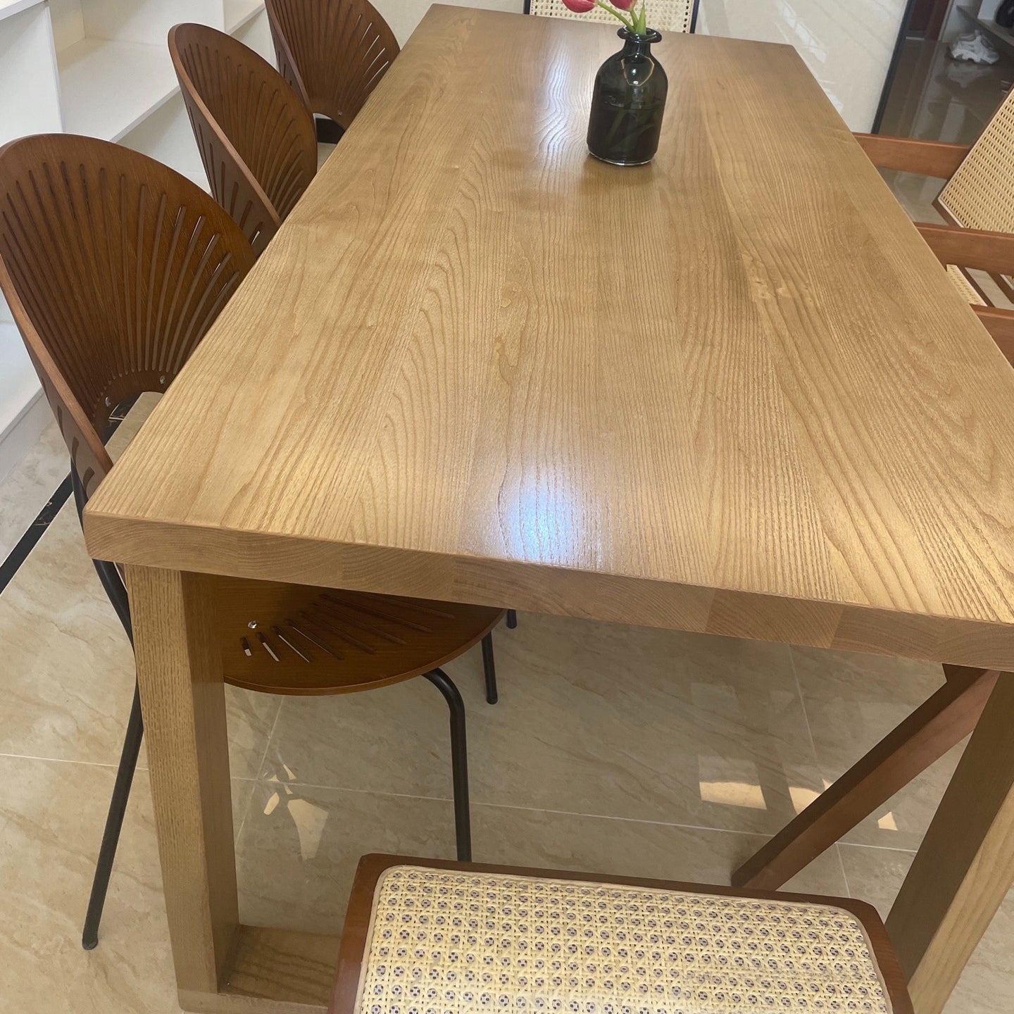 Modern Rectangle Double Pedestal Table Solid Wood Dining Table for Home Clearhalo 'Dining Tables & Seating' 'Dining Tables' 'dining_table' 'furn' 'furn_dining_table' 'Furniture' 'Kitchen & Dining Furniture' 6229631