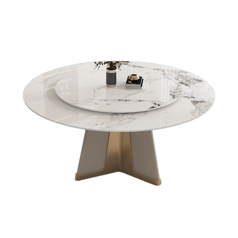 Modern Round Dinner Table Steel Base Stone Dining Table for Home White 53.1"L x 53.1"W x 29.5"H Without Chairs Clearhalo 'Dining Tables & Seating' 'Dining Tables' 'dining_table' 'furn' 'furn_dining_table' 'Furniture' 'Kitchen & Dining Furniture' 6229641