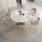 Modern Round Dinner Table Steel Base Stone Dining Table for Home White 63"L x 63"W x 29.5"H Without Chairs Clearhalo 'Dining Tables & Seating' 'Dining Tables' 'dining_table' 'furn' 'furn_dining_table' 'Furniture' 'Kitchen & Dining Furniture' 6229644