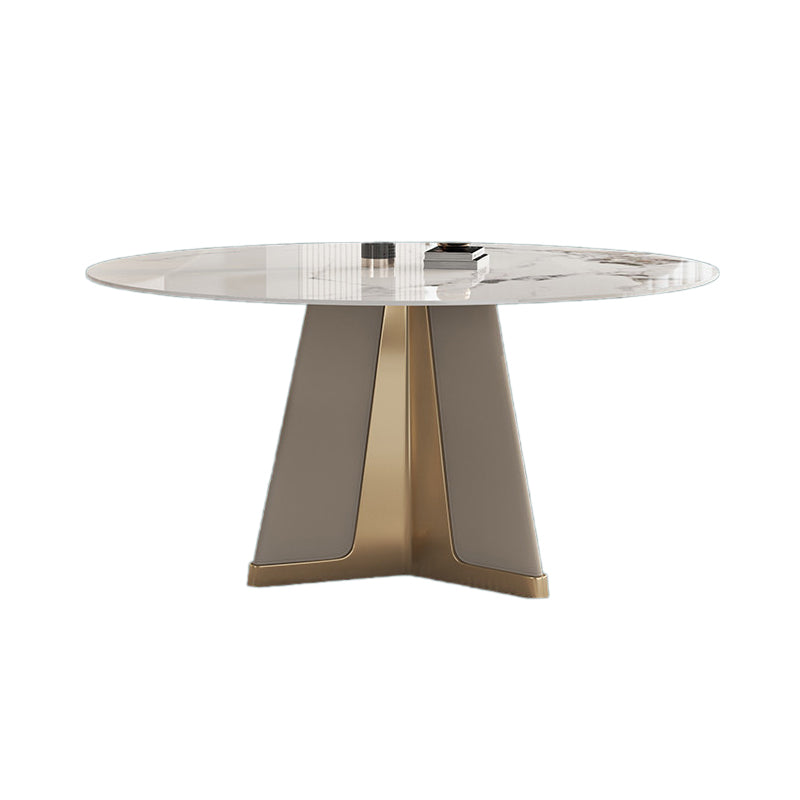 Modern Round Dinner Table Steel Base Stone Dining Table for Home Pandora & Gold Without Chairs Clearhalo 'Dining Tables & Seating' 'Dining Tables' 'dining_table' 'furn' 'furn_dining_table' 'Furniture' 'Kitchen & Dining Furniture' 6229645